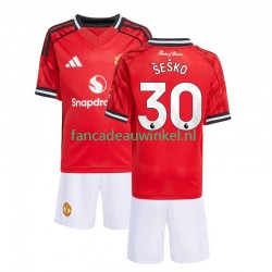 Manchester United Wedstrijdshirt met Korting Benjamin Sesko 30 Thuis Kind 2025-26 Korte Mouw