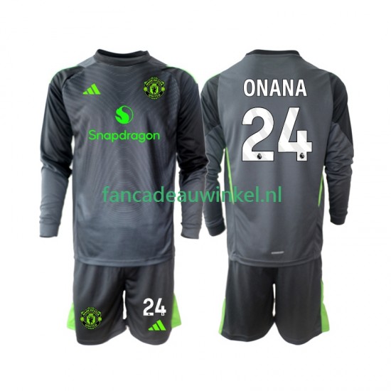 Manchester United Wedstrijdshirt met Korting Andre Onana 24 Keepersshirt Uit Kind 2025-26 Lange Mouw