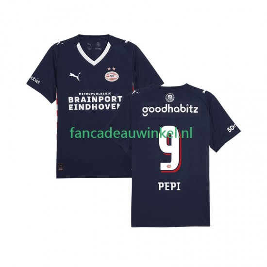 PSV Eindhoven Wedstrijdshirt met Korting Ricardo Pepi 9 Uit Heren 2025-26 Korte Mouw