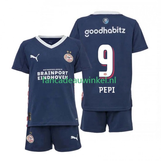 PSV Eindhoven Wedstrijdshirt met Korting Ricardo Pepi 9 Uit Kind 2025-26 Korte Mouw