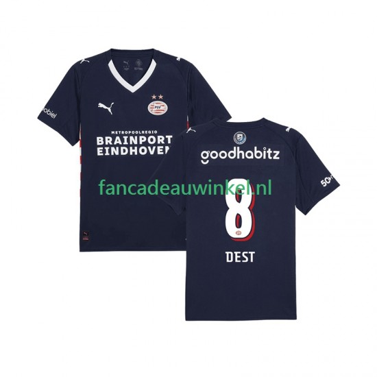 PSV Eindhoven Wedstrijdshirt met Korting Sergino Dest 8 Uit Heren 2025-26 Korte Mouw