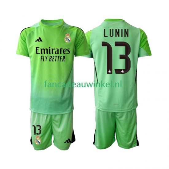 Real Madrid Wedstrijdshirt met Korting Andriy Lunin 13 Keepersshirt Uit Kind 2025-26 Korte Mouw