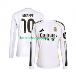 Real Madrid Wedstrijdshirt met Korting Mbappé Kylian 10 Thuis Heren 2025-26 Lange Mouw
