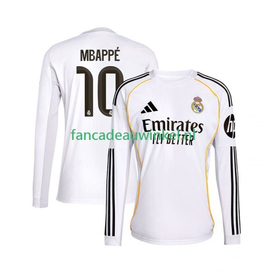 Real Madrid Wedstrijdshirt met Korting Mbappé Kylian 10 Thuis Heren 2025-26 Lange Mouw