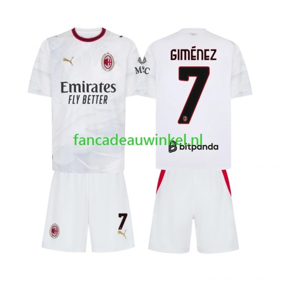 AC Milan Wedstrijdshirt met Korting Gimenez 7 Uit Kind 2026-27 Korte Mouw