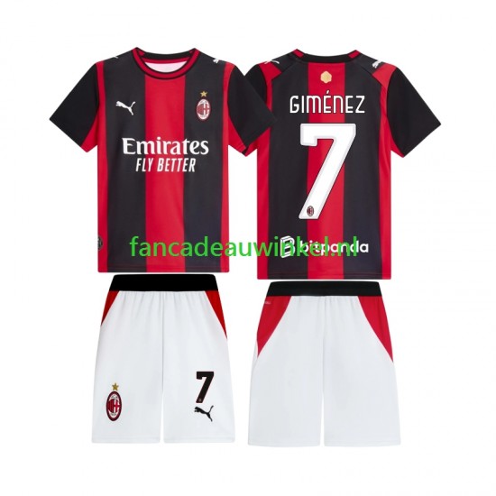 AC Milan Wedstrijdshirt met Korting Gimenez 7 Thuis Kind 2026-27 Korte Mouw