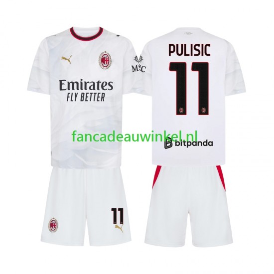 AC Milan Wedstrijdshirt met Korting Pulisic 11 Uit Kind 2026-27 Korte Mouw