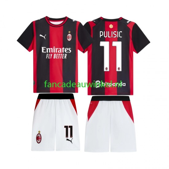 AC Milan Wedstrijdshirt met Korting Pulisic 11 Thuis Kind 2026-27 Korte Mouw