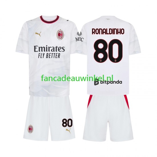 AC Milan Wedstrijdshirt met Korting Ronaldinho 80 Uit Kind 2026-27 Korte Mouw