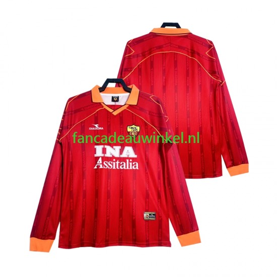 AS Roma Wedstrijdshirt met Korting 2000 Retro Thuis Heren 1999 Lange Mouw