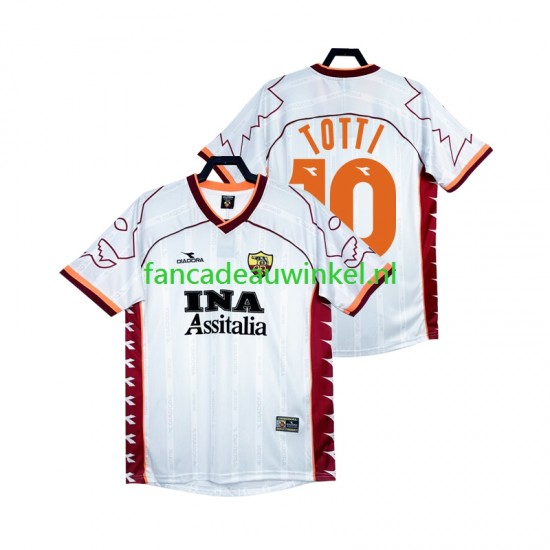 AS Roma Wedstrijdshirt met Korting Totti 10 2000 Retro Uit Heren 1999 Korte Mouw