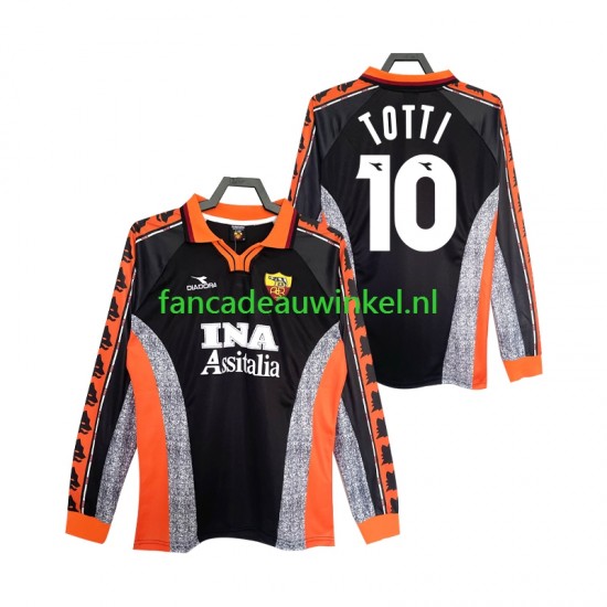 AS Roma Wedstrijdshirt met Korting Totti 10 Retro 3rd Heren 1998 1999 Lange Mouw