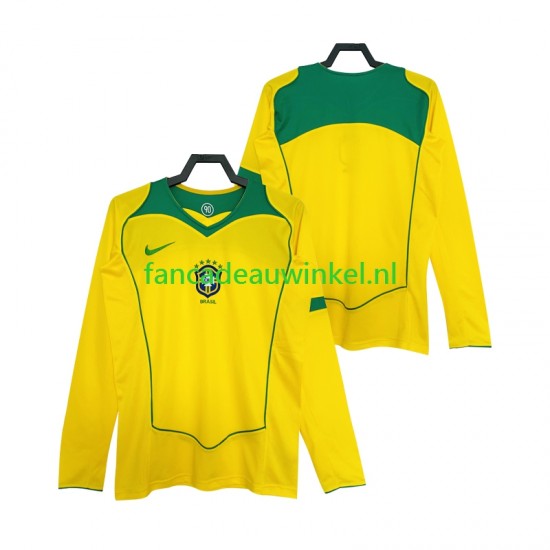 Brazilië Wedstrijdshirt met Korting Retro Thuis Heren 2004 Lange Mouw
