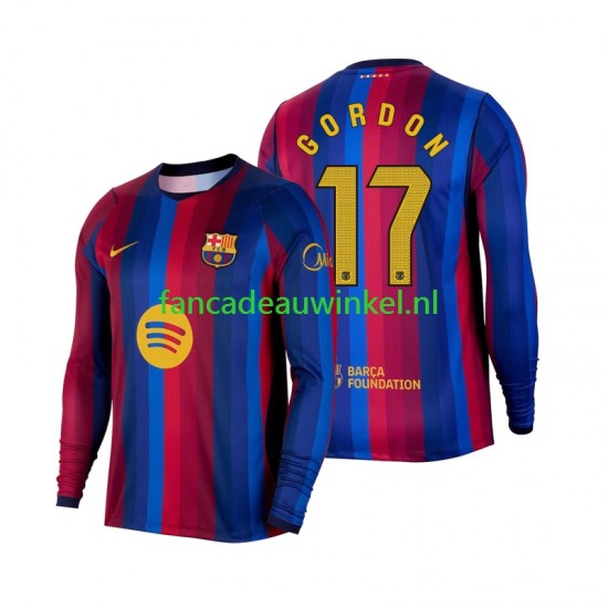 FC Barcelona Wedstrijdshirt met Korting Anthony Gordon 17 Thuis Heren 2026-27 Lange Mouw