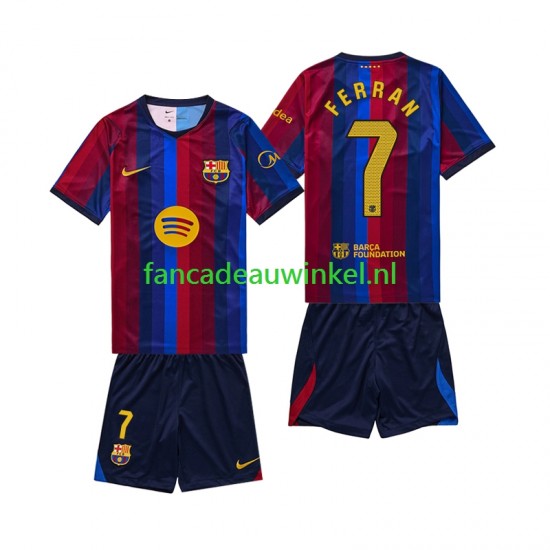 FC Barcelona Wedstrijdshirt met Korting Ferran Torres 7 Thuis Kind 2026-27 Korte Mouw