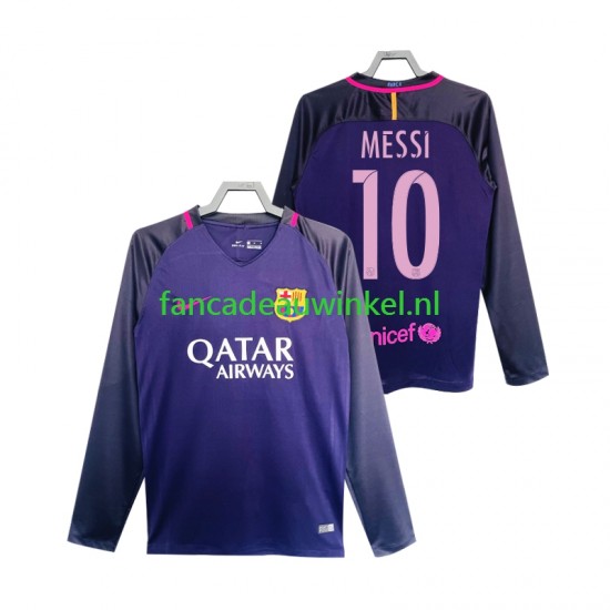 FC Barcelona Wedstrijdshirt met Korting Lionel Messi 10 2016 2017 Retro Uit Heren Lange Mouw