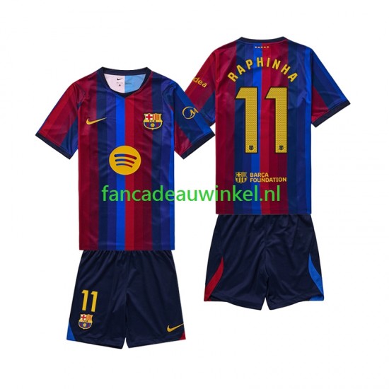 FC Barcelona Wedstrijdshirt met Korting Raphinha 11 Thuis Kind 2026-27 Korte Mouw