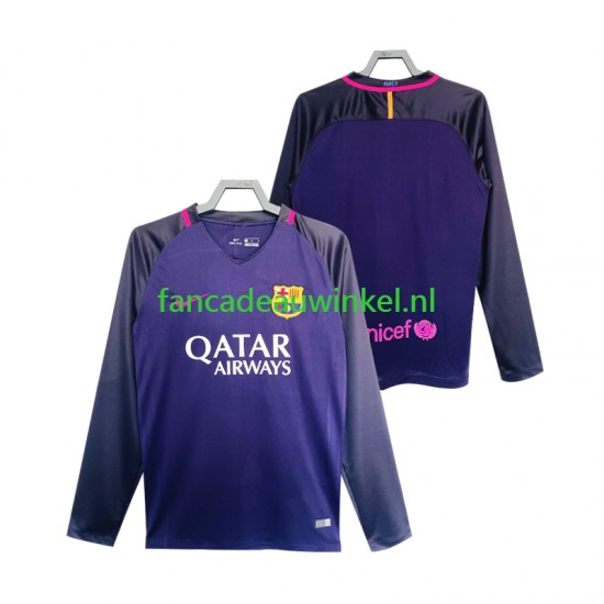 FC Barcelona Wedstrijdshirt met Korting 2016 2017 Retro Uit Heren Lange Mouw