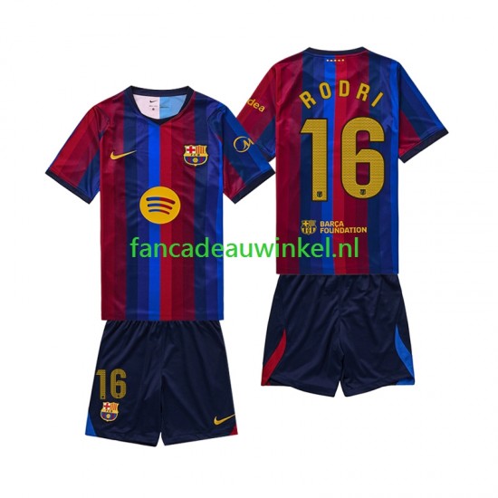 FC Barcelona Wedstrijdshirt met Korting Rodri 16 Thuis Kind 2026-27 Korte Mouw