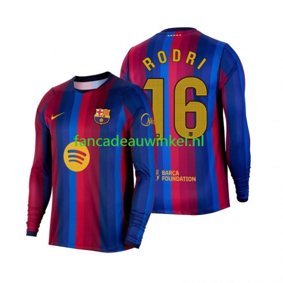 FC Barcelona Wedstrijdshirt met Korting Rodri 16 Thuis Heren 2026-27 Lange Mouw