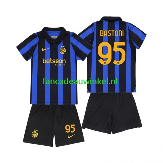 Inter Milan Wedstrijdshirt met Korting Alessandro Bastoni 95 Thuis Kind 2026-27 Korte Mouw