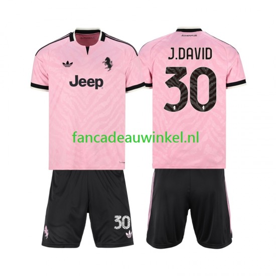 Juventus Wedstrijdshirt met Korting Jonathan David 30 Uit Kind 2026-27 Korte Mouw