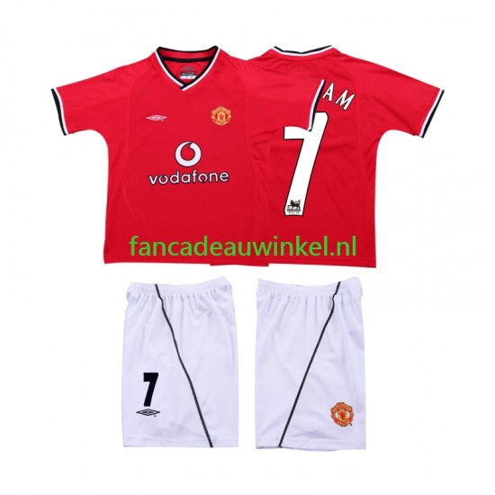 Manchester United Wedstrijdshirt met Korting BECKHAM 7 2000 Retro Thuis Kind 2002 Korte Mouw