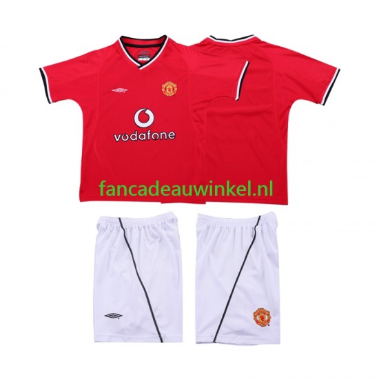 Manchester United Wedstrijdshirt met Korting 2000 Retro Thuis Kind 2002 Korte Mouw
