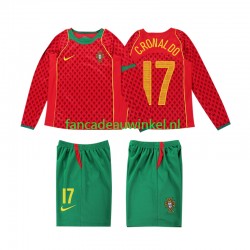 Portugal Wedstrijdshirt met Korting Cristiano Ronaldo 17 Retro Thuis Kind 2004 Lange Mouw