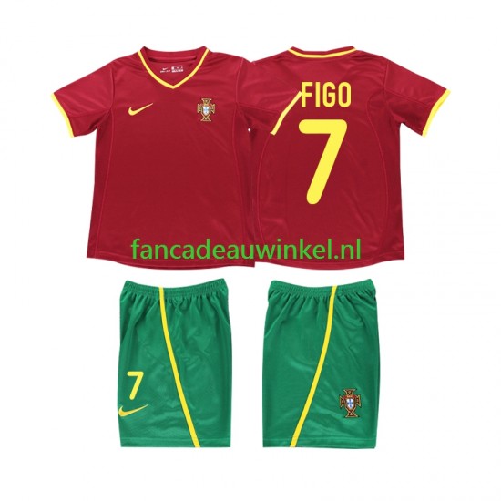 Portugal Wedstrijdshirt met Korting FIGO 7 Retro Thuis Kind 2002 Korte Mouw
