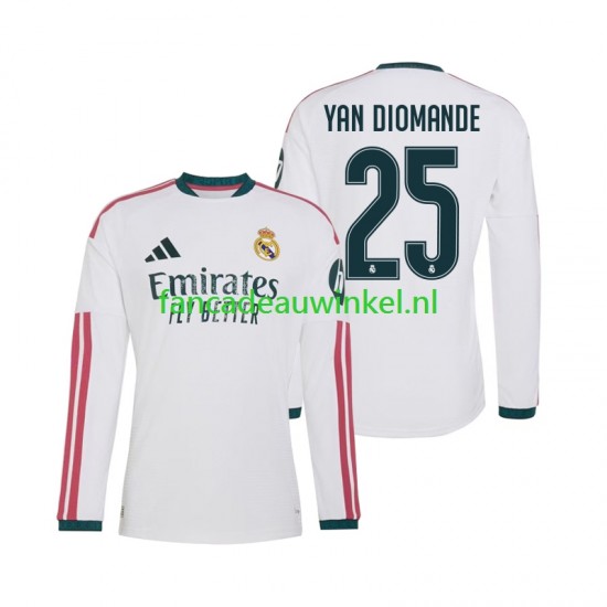Real Madrid Wedstrijdshirt met Korting Yan Diomande 25 Thuis Heren 2026-27 Lange Mouw