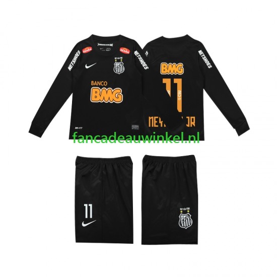 Wedstrijdshirt met Korting Santos NEYMAR JR 11 Classic 2012 2013 Retro Uit Kind Lange Mouw