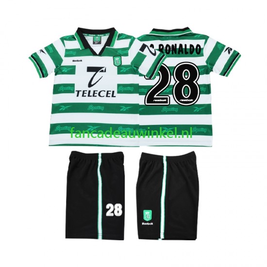Sporting CP Wedstrijdshirt met Korting Cristiano Ronaldo 28 2000 Retro Thuis Kind 1999 Korte Mouw