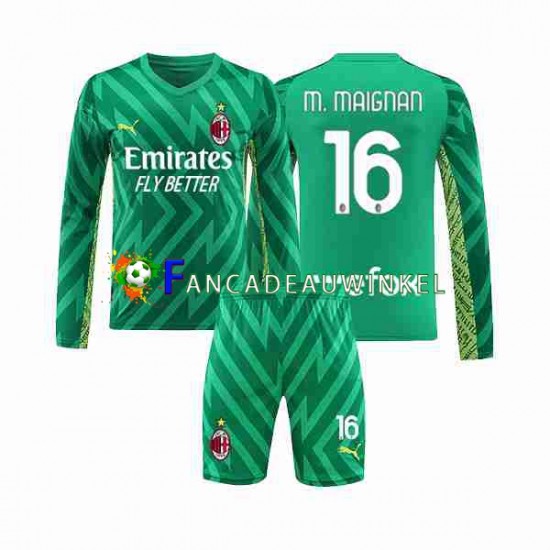 AC Milan Wedstrijdshirt met Korting Mike Maignan 16 Keepersshirt Thuis Kind 2023-24 Lange Mouw