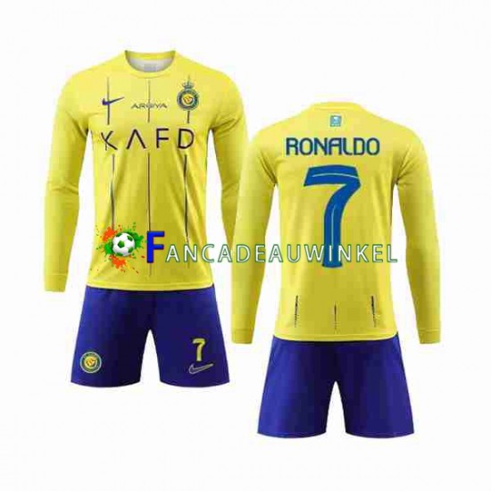 Al-Nassr Wedstrijdshirt met Korting Cristiano Ronaldo 7 Thuis Kind 2023-24 Lange Mouw