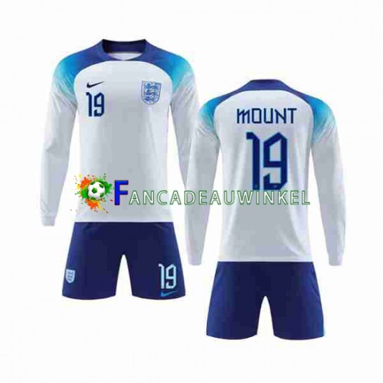 Engeland Wedstrijdshirt met Korting Mount 19 Thuis Kind WK 2022 Lange Mouw