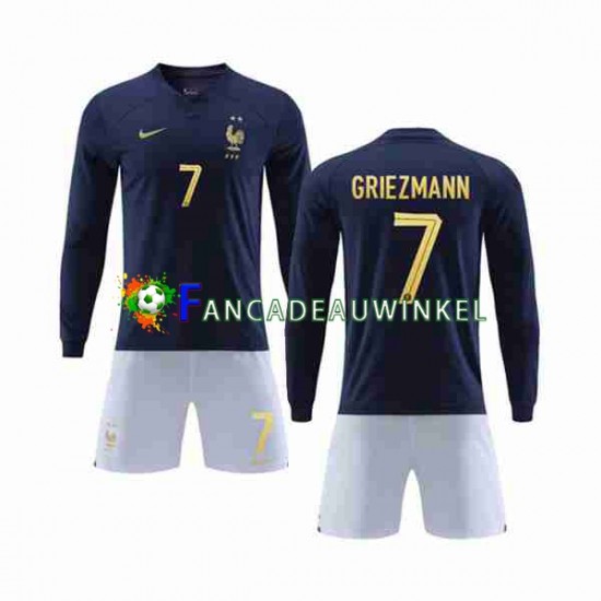 Frankrijk Wedstrijdshirt met Korting Griezmann 7 Thuis Kind WK 2022 Lange Mouw