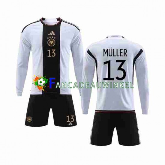 Duitsland Wedstrijdshirt met Korting MULLER 13 Thuis Kind WK 2022 Lange Mouw