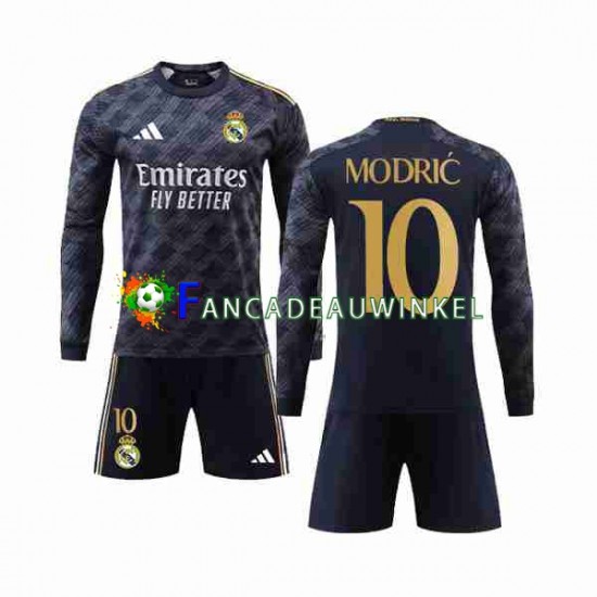 Real Madrid Wedstrijdshirt met Korting Modrić Luka 10 Uit Kind 2023-24 Lange Mouw