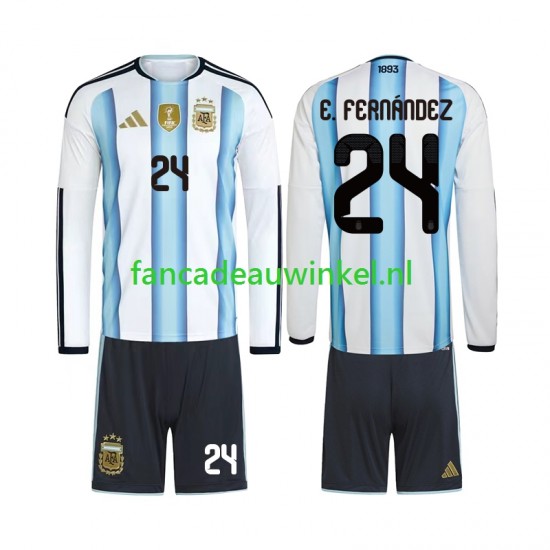Argentinië Wedstrijdshirt met Korting Enzo Fernandez 24 Thuis Kind WK 2026 Lange Mouw