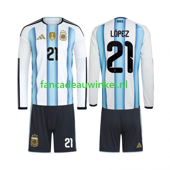 Argentinië Wedstrijdshirt met Korting Jose Manuel Lopez 21 Thuis Kind WK 2026 Lange Mouw