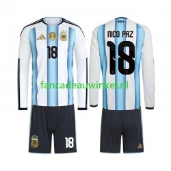 Argentinië Wedstrijdshirt met Korting Nico Paz 18 Thuis Kind WK 2026 Lange Mouw