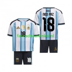 Argentinië Wedstrijdshirt met Korting Nico Paz 18 Thuis Kind WK 2026 Korte Mouw