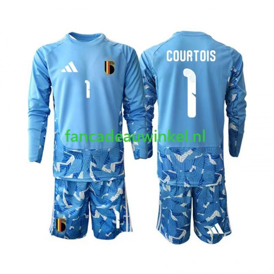 België Wedstrijdshirt met Korting Thibaut Courtois 1 Keepersshirt Thuis Kind WK 2026 Lange Mouw