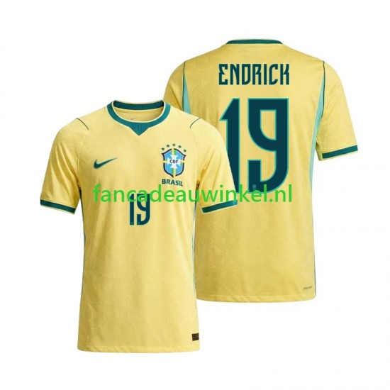 Brazilië Wedstrijdshirt met Korting Endrick 19 Thuis Heren WK 2026 Korte Mouw