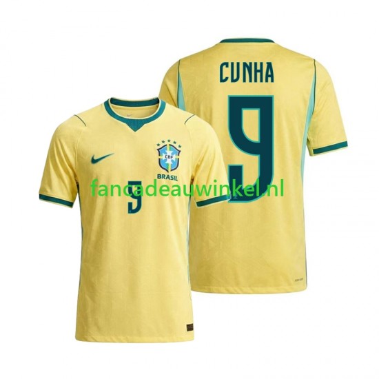 Brazilië Wedstrijdshirt met Korting Matheus Cunha 9 Thuis Heren WK 2026 Korte Mouw