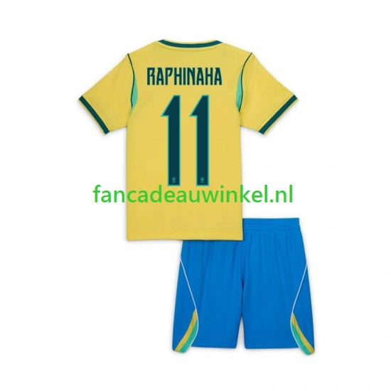 Brazilië Wedstrijdshirt met Korting Raphinha 11 Thuis Kind WK 2026 Korte Mouw