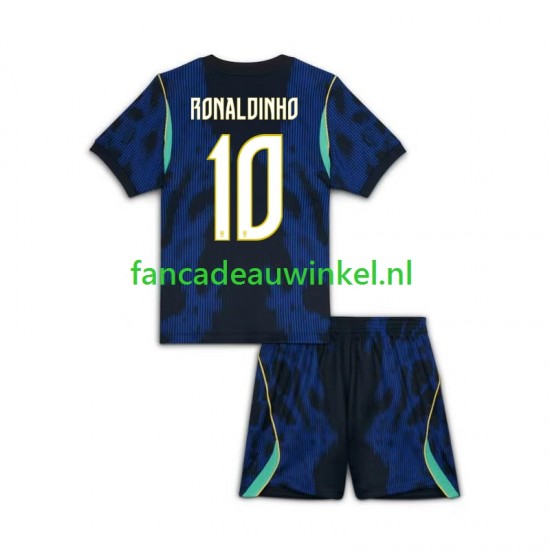 Brazilië Wedstrijdshirt met Korting Ronaldinho 10 Uit Kind WK 2026 Korte Mouw