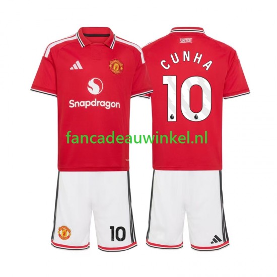 Manchester United Wedstrijdshirt met Korting Matheus Cunha 10 Thuis Kind 2026-27 Korte Mouw