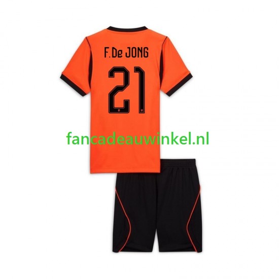 Nederland Wedstrijdshirt met Korting Frenkie de Jong 21 Thuis Kind WK 2026 Korte Mouw
